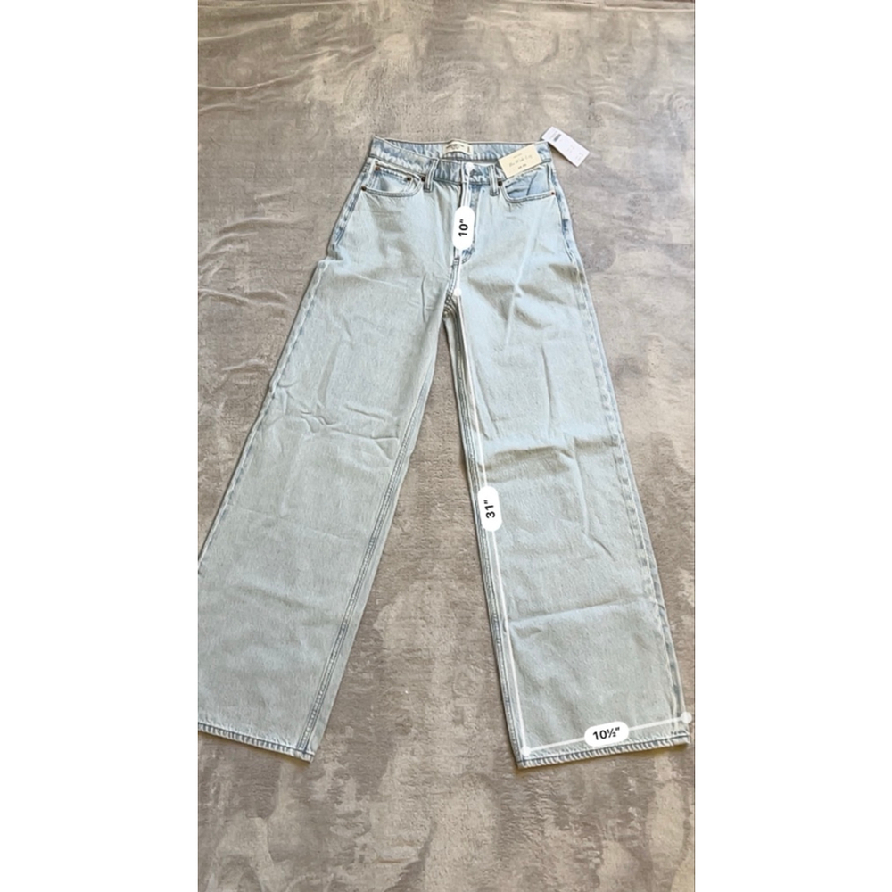 NEW Women's Abercrombie & Fitch Light Blue Wide Leg Jeans 24 - Picture 4 of 9